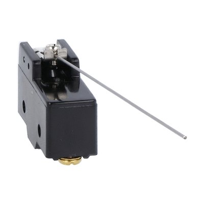Plastic micro switch, K series, metal lever. 168.3mm/6.63in long flat cylindrical lever. Contacts 1NO/NC. Screw terminalsS