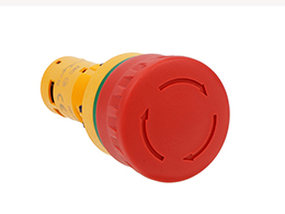 Monoblock mushroom head pushbutton actuator, red, latch, turn to release. Ø40mm. For emergency stopping, iso13850 compliant 1NO+1NC screw terminals