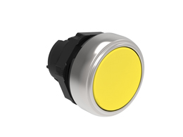 Pushbutton actuator, spring return Ø22mm Platinum series chromed plastic, flush, yellow