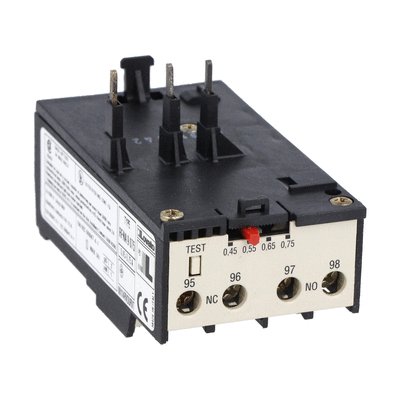 Motor protection relay, non phase failure/non single-phase sensitive. Three-pole (three-phase), automatic resetting. Direct mounting on BG06, BG09, BG12 mini-contactors, 9...15A