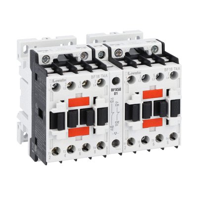 Changeover assembly, AC coil, side mount mechanical interlock with 2NC contacts, 32A AC1 in AC. Coil voltage 230VAC 50/60Hz