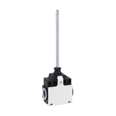 Limit switch, K series, wobble stick, omnidirectional, 2 side cable entry. Dimensions compatible to EN 50047, plastic body, contacts 1NO+1NC snap action. Flexible rod