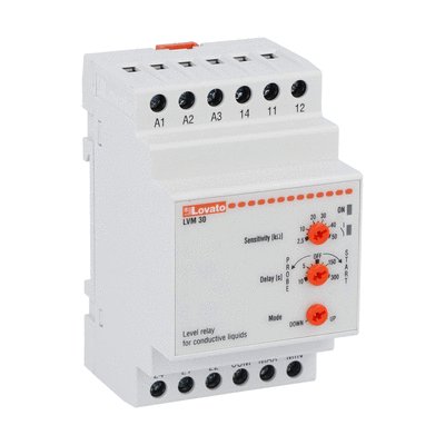Level monitoring relay, modular version, dual-voltage. Emptying or filling function. Automatic resetting, 110...127VAC/280...415VAC