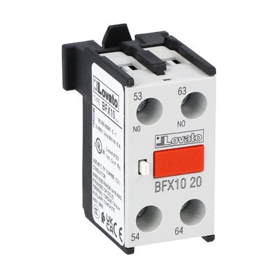 Auxiliary contact with front centre mounting. Screw terminals, for BF00, BF09...BF150 series contactors, 2NO
