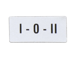 International label for pushbuttons and selector switches. "I-0-II"