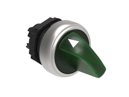 Illuminated selector switch actuator Ø22mm Platinum series chromed plastic, 2 position, 0 - 1. Green