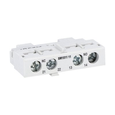 Add-on auxiliary contact. Front mount 1NO+1NC. For SM1...