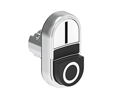 Double-touch actuator, spring return Ø22mm Platinum series metal, 1 extended and 1 flush pushbuttons. Both spring return, White - Black/I - 0