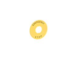 Plastic disk for monoblock mushroom head pushbuttons actuators "EMERGENCY-STOP”