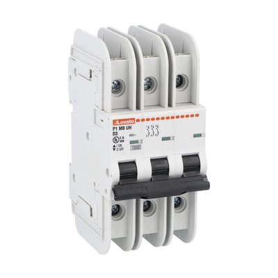 Miniature circuit breaker, 3P - 10kA. 3 modules, characteristic D, 1.6A