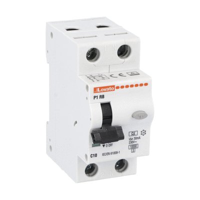 Residual current circuit breaker with overcurrent protection, 10kA. 2 modules, 1P+N - type A, 10A