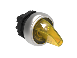Illuminated selector switch actuator Ø22mm Platinum series chromed plastic, 2 position, 0 - 1. Yellow