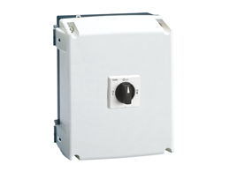 Four-pole line changeover switch I-0-II in non-metallic enclosure, 160A. Enclosure dimensions: 280x220x172mm/11x8.9x6.8''