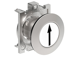 Pushbutton actuator, spring return, with symbol Ø30mm Platinum series flat metal, flush, ↑/White
