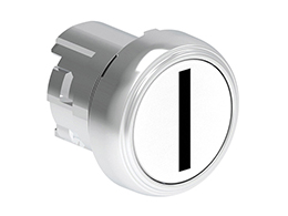 Pushbutton actuator, spring return, with symbol Ø22mm Platinum series metal, flush, I/White