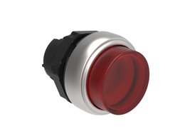 Illuminated Push-Push button actuator Ø22mm Platinum series chromed plastic, extended. Push ON-Push OFF, red