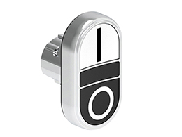 Double-touch actuator, spring return Ø22mm Platinum series metal, 2 flush pushbuttons. Both spring return, White - Black/I - 0