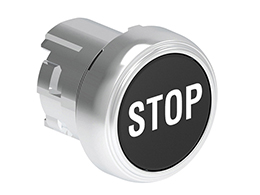 Pushbutton actuator, spring return, with symbol Ø22mm Platinum series metal, flush, STOP/Black