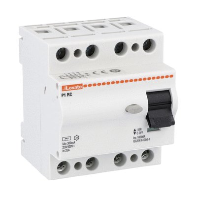 Residual current operated circuit breaker, 4 modules, 4P - type AC, 25A, 300mA