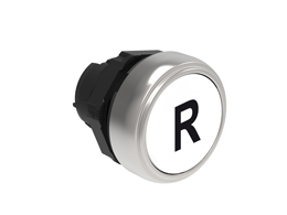 Pushbutton actuator, spring return, with symbol Ø22mm Platinum series chromed plastic, flush, R/White