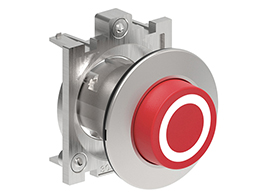 Pushbutton actuator, spring return, with symbol Ø30mm Platinum series flat metal, extended, 0/Red