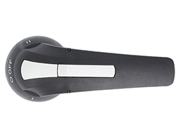 Door-coupling lever handle, padlockable. Black rotating type with screw fixing on door, 396mm/15.6”; □10mm/0.6”. IEC IP65