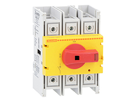 Three-pole switch disconnector, direct operating version with yellow frontal and red handle, 80A