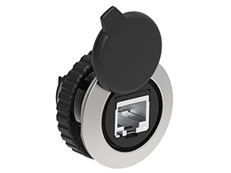 Communication interface Ø30mm Platinum series flat metal, RJ45 interface, Ethernet connection type