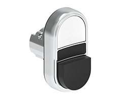 Double-touch actuator, spring return Ø22mm Platinum series metal, 1 extended and 1 flush pushbuttons. Both spring return, White - Black