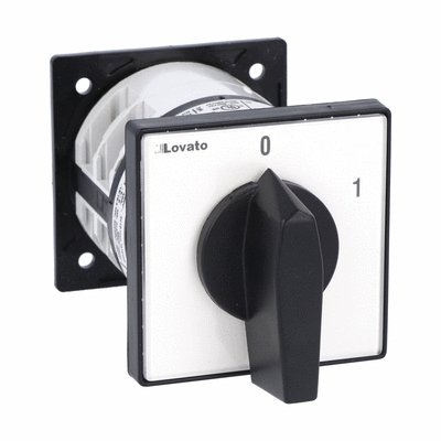 Rotary cam switch 7GN series, ON-OFF switch 4 poles 32A, for rear mounting with black handle, front plate 65X65mm