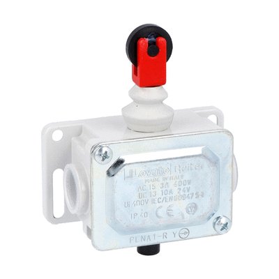 Metal limit switch, PL series, top roller push plunger. Contacts 1NC. IP40