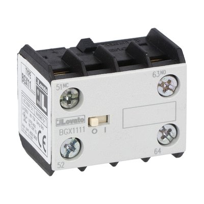 Auxiliary contact for reversing and changeover assemblies, screw terminals, for BG... series mini-contactors, 1NO+1NC; with mirror and mechanically linked contact function
