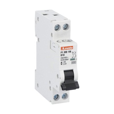 Miniature circuit breaker, 1P+N - 6kA. 1 module, characteristic B, 10A