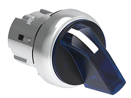 Illuminated selector switch actuator Ø22mm Platinum series metal, 2 position, 0 < 1. Blue