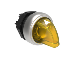 Illuminated selector switch actuator Ø22mm Platinum series chromed plastic, 3 position, 1 - 0 < 2. Yellow