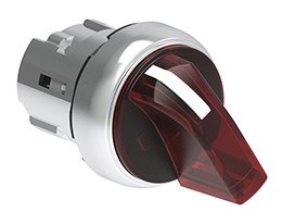Illuminated selector switch actuator Ø22mm Platinum series metal, 2 position, 0 < 1. Red