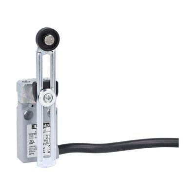Prewired with 2m long cable metal limit switch, K series, adjustable roller lever. Contacts 1NO+1NC slow action