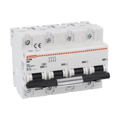 Miniature circuit breaker, 1P, 2P, 3P and 4P - 10kA, characteristic D, 80A