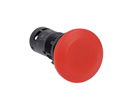 Monoblock mushroom head pushbutton actuator, red, spring return, 1NO+1NC screw terminals