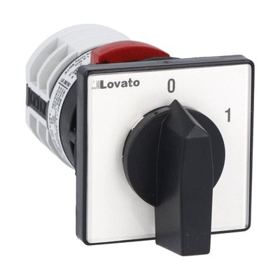 Rotary cam switch 7GN series, ON-OFF switch 1 pole 16A, for snap on front mounting with black handle for hole Ø22mm fixing, front plate 48X48mm