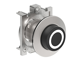 Pushbutton actuator, spring return, with symbol Ø30mm Platinum series flat metal, extended, 0/Black
