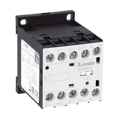 Three-pole contactor, IEC operating current Ie (AC3) = 9A, DC coil, 24VDC, 1NC auxiliary contact with mirror contact function