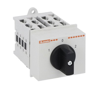 Rotary cam switch GX series, 3-phase motor reversing switch 20A, modular service cover for 35mm DIN reail mounting with black handle, front plate 45X54mm
