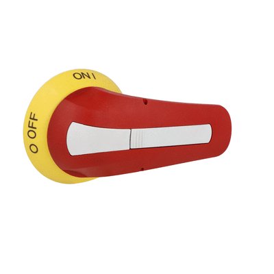 Door coupling handle, padlockable, 94mm/3.7" red/yellow lever. For GEF0050…GEF0160…