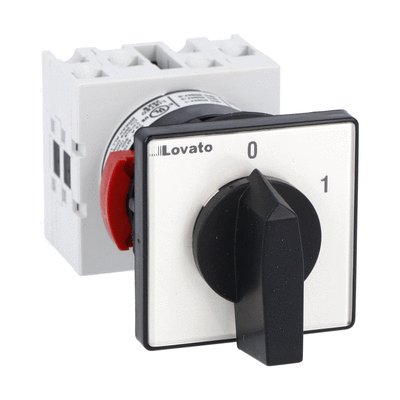 Rotary cam switch GX series, ON-OFF switch 4 poles 20A, for snap on front mounting with black handle for hole Ø22mm fixing, front plate 48X48mm