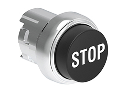 Pushbutton actuator, spring return, with symbol Ø22mm Platinum series metal, extended, STOP/Black