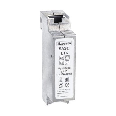 Surge protection device type C2-D1 for line Ethernet Cat. 6 - power over Ethernet (POE), rated discharge current In (8/20μs) 10kA