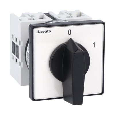 Rotary cam switch GX series, ON-OFF spring return switch 3 poles 40A, for front mounting with black handle, front plate 65X65mm