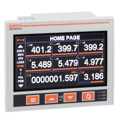 Power analyzer with widescreen colour LCD. Auxiliary supply 12...48VDC. Expandable with 3 EXP... modules, built-in RS485 and Ethernet ports, data memory for logging, compatible with Easy Branch power monitoring system
