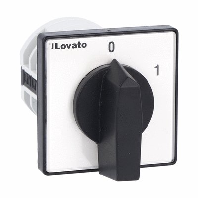 Rotary cam switch 7GN series, ON-OFF switch 2 poles 20A, for front mounting with black handle, front plate 48X48mm